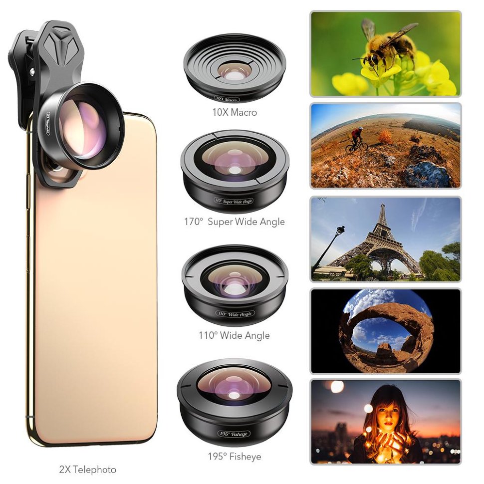 Комплект объективов Apexel 5-in-1 HB5 для смартфона APL-HB5 - фото 2