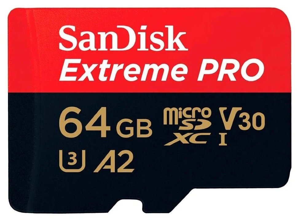 Карта памяти SanDisk Extreme PRO microSDXC 64Gb UHS-I U3 V30 A2 + ADP SDSQXCU-064G-GN6MA