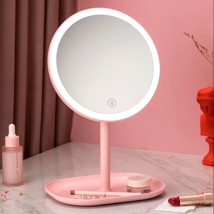 Зеркало Jordan & Judy LED Makeup Mirror с подсветкой Розовое NV529