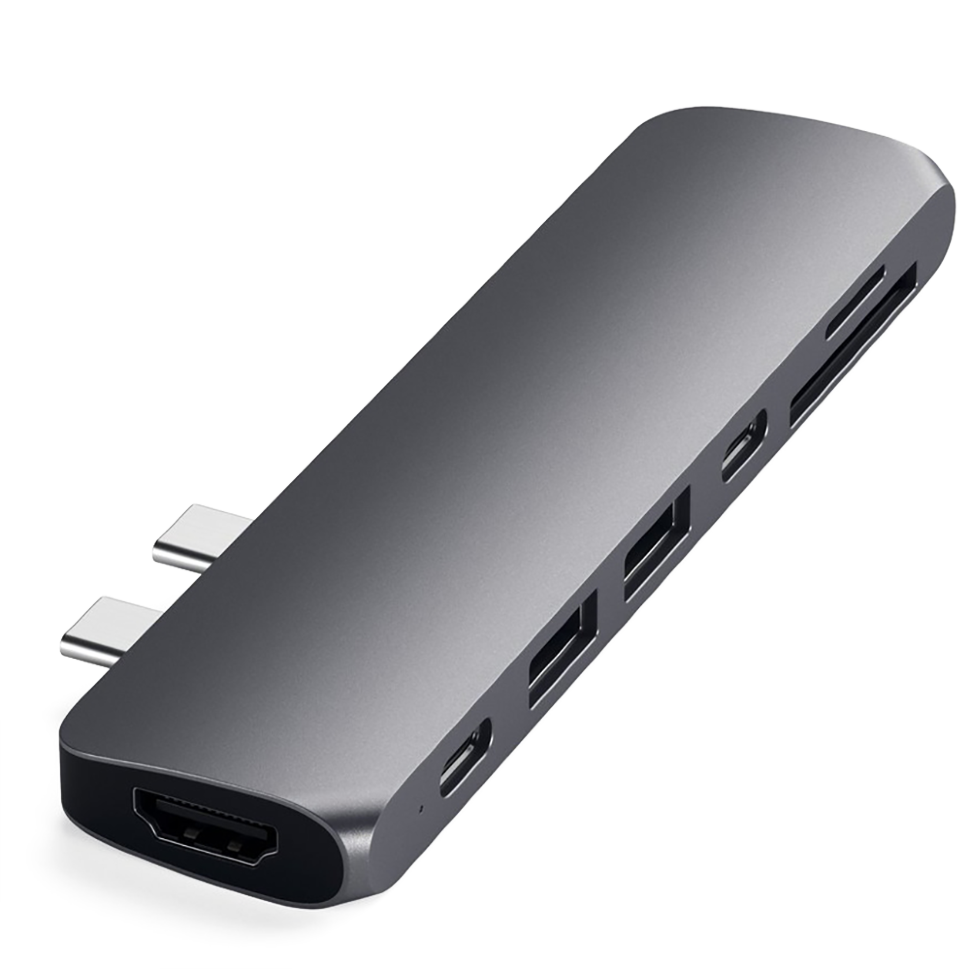 Хаб Satechi Aluminum Pro Hub для Macbook Pro (HDMI, Type-C Thunderbolt 3, SD, microSD, 2 x USB 3.0) Серебро ST-CMBPS - фото 3