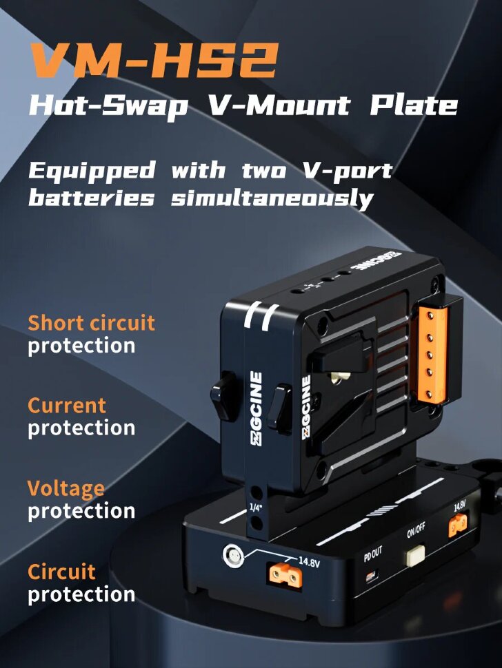 Батарейная площадка ZGCine VM-HS2 Hot Swap/Shark Fin Dual Micro V Mount - фото 3