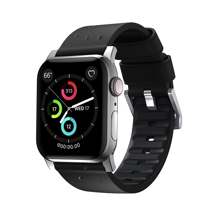 Ремешок Nomad Active Strap Pro для Apple Watch 42/44мм Чёрный с серебряной фурнитурой NM1A41SNW0