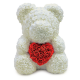 Мишка из роз с красным сердцем 40 см Молочный - Изображение 87684
