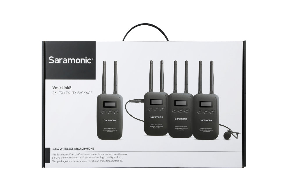 Радиосистема Saramonic VmicLink5 5.8GHz SHF 3 трансмиттера + 1 ресивер VmicLink5 RX TX TX TX