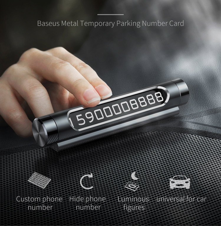 Двойная автовизитка Baseus Temporary Parking Number Card Чёрная ACNUM-C01 - фото 6