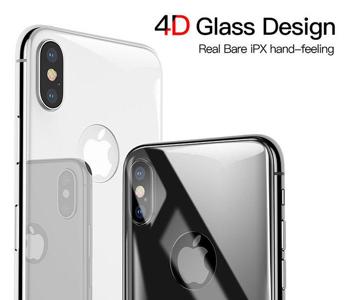Стекло на крышку Baseus 4D Tempered Back Glass для iPhone X Серое SGAPIPHX-4D0G - фото 8