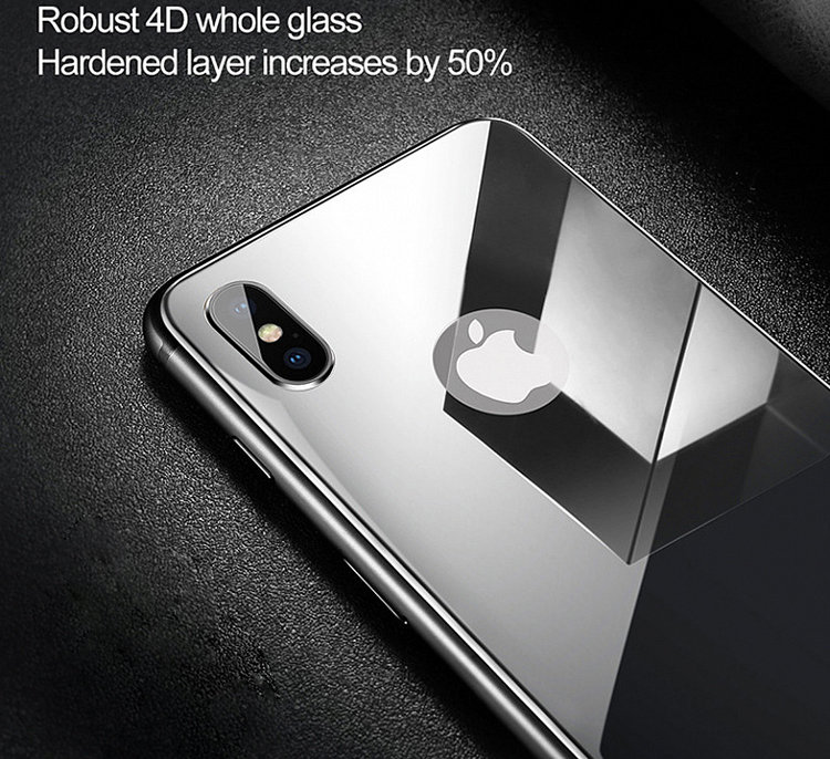 Стекло на крышку Baseus 4D Tempered Back Glass для iPhone X Серое SGAPIPHX-4D0G - фото 2