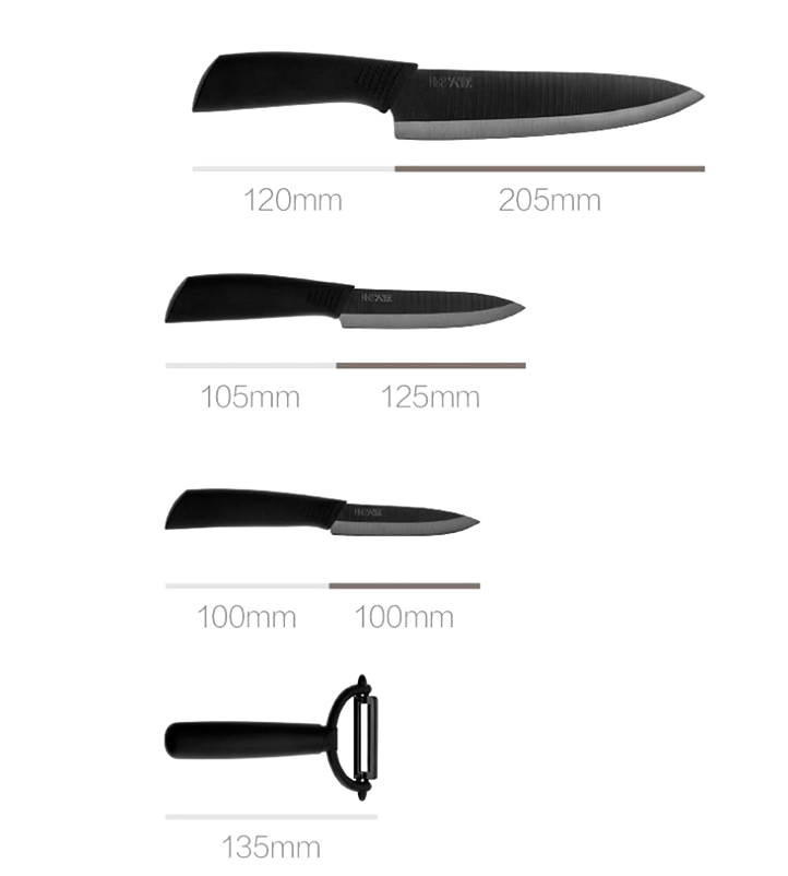 Набор керамических ножей Xiaomi Huo Hou Nano Ceramic Knife Черный HU0010 - фото 3