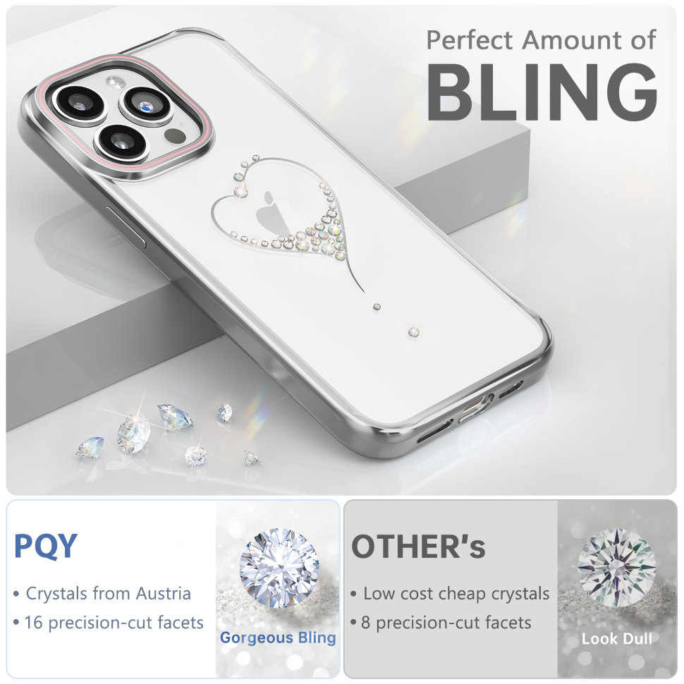 Чехол PQY Wish для iPhone 15 Серебро чехол baseus glitter для iphone 12 pro max серебро wiapiph67n dw0s