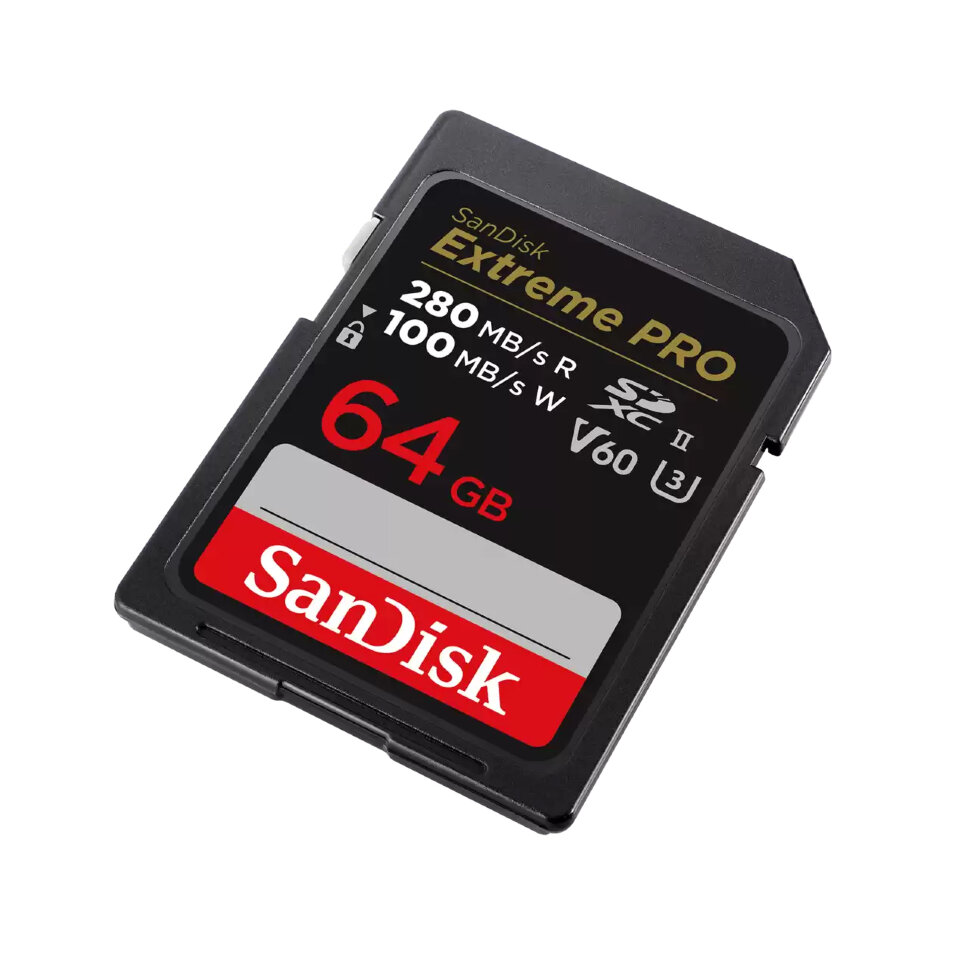 Карта памяти SanDisk Extreme PRO 64Gb SDXC UHS-II V60 SDSDXEP-064G-GN4IN карта памяти micro sdxc 64gb smartbuy pro uhs i u3 adp 90 70 mb s