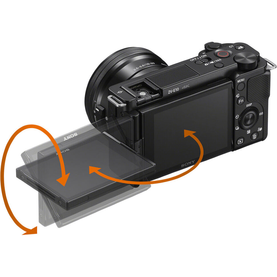 Беззеркальная камера Sony ZV-E10 Черная (+ E PZ 16-50mm f/3.5-5.6 OSS) ILCZV-E10L/B беззеркальная камера sony zv e10 белая e pz 16 50mm f 3 5 5 6 oss ilczv e10l w