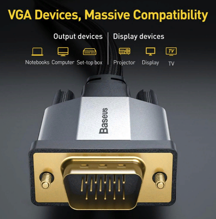 Кабель Baseus Enjoyment VGA 3м Серый CAKSX-V0G - фото 3