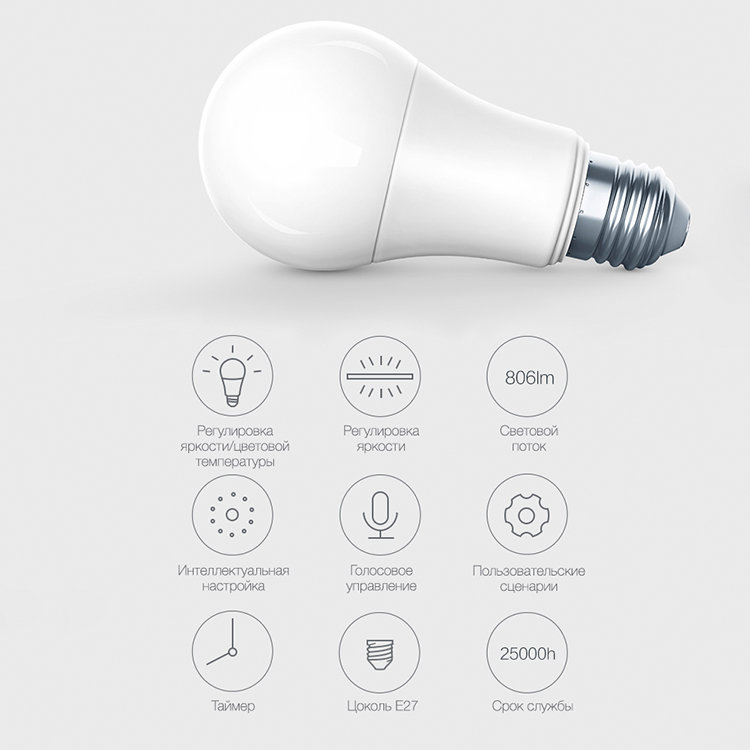 Умная лампочка Xiaomi Aqara Led Light Bulb ZNLDP12LM - фото 4