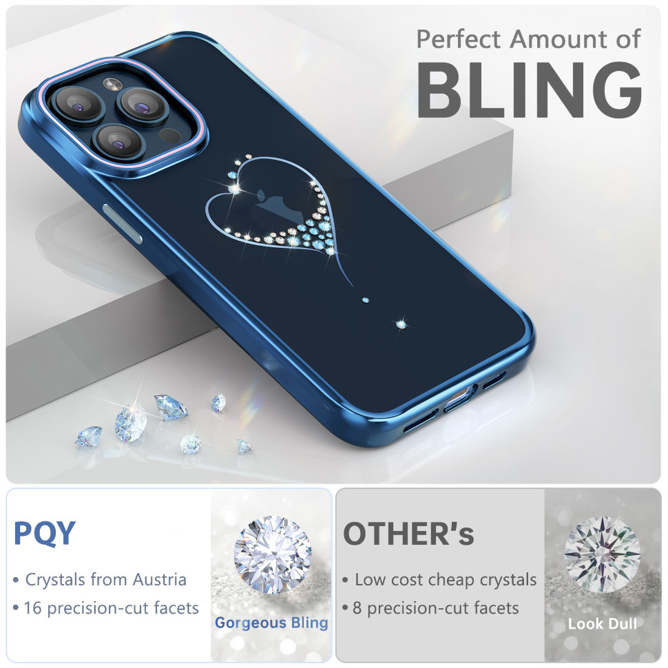 Чехол PQY Wish для iPhone 15 Pro Синий силиконовая накладка для iphone 13 прозрачная