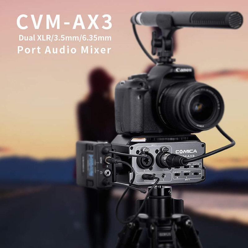 Микшер двуканальный CoMica CVM-AX3 XLR кабель comica cvm dl cpx mini jack 3 5mm trs lock plate 1 2м