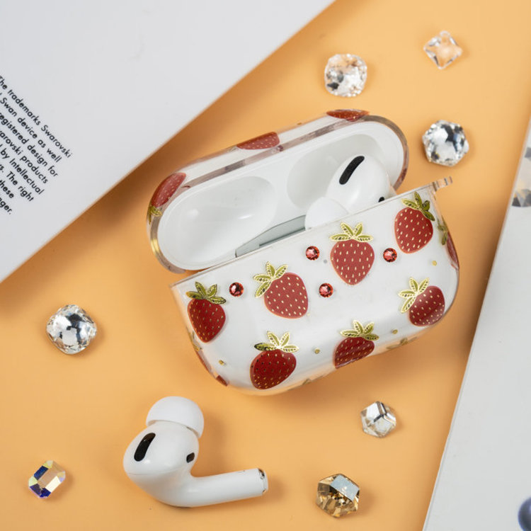 Чехол PQY Fruit для Apple Airpods Pro Strawberry PQY Fresh Series Airpods Pro Case-Strawberry чехол pqy flamingo для apple airpods feather kingxbar flamingo для airpods case feather