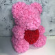 Мишка из роз с красным сердцем 40 см Розовый - Изображение 83020