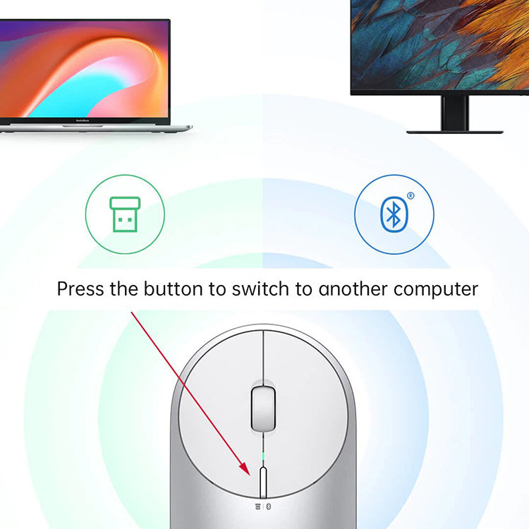 Мышь беспроводная Xiaomi Mi Portable Mouse 2 USB+Bluetooth BXSBMW02 Серебро - фото 8