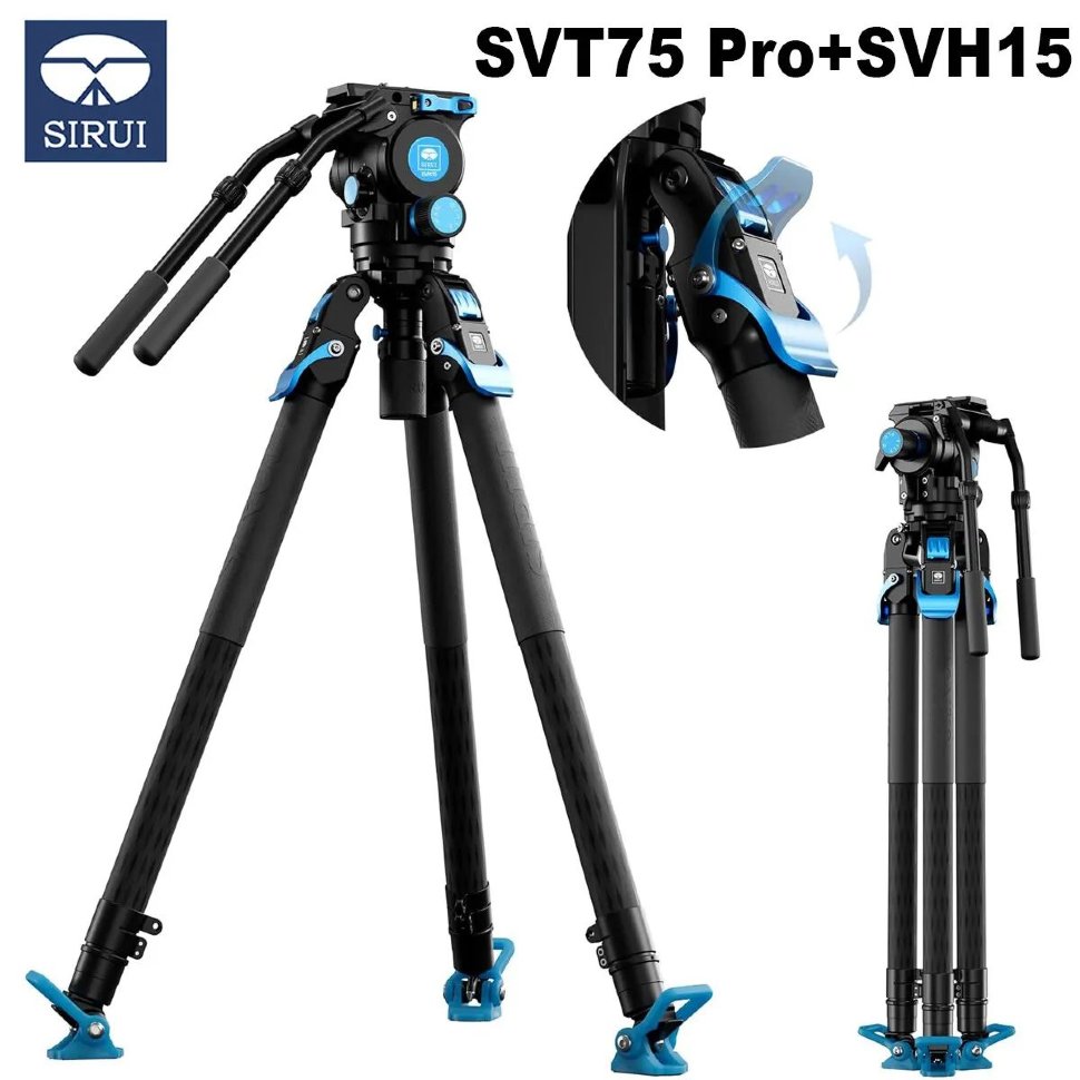 Штатив Sirui SVT75 Pro с головой SVH15 SVT75 Pro+SVH15 штатив для селфи палки ulanzi go quick ii для спортивной камеры с магнитным быстросъемным креплением