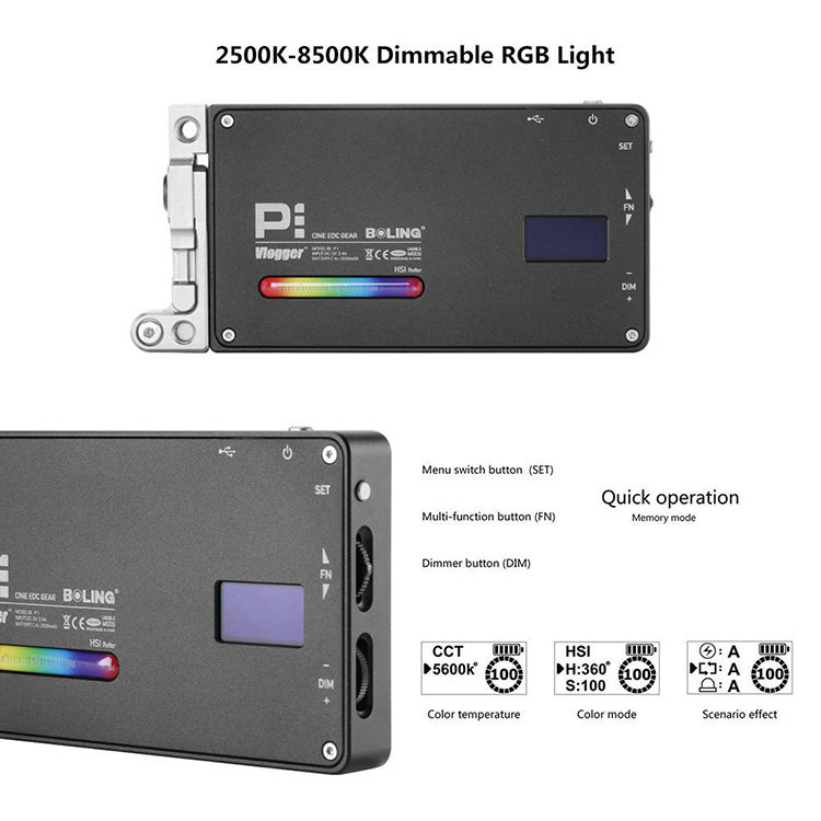 Осветитель Boling BL-P1 Vlogger RGB 12W 2500-8500K - фото 6