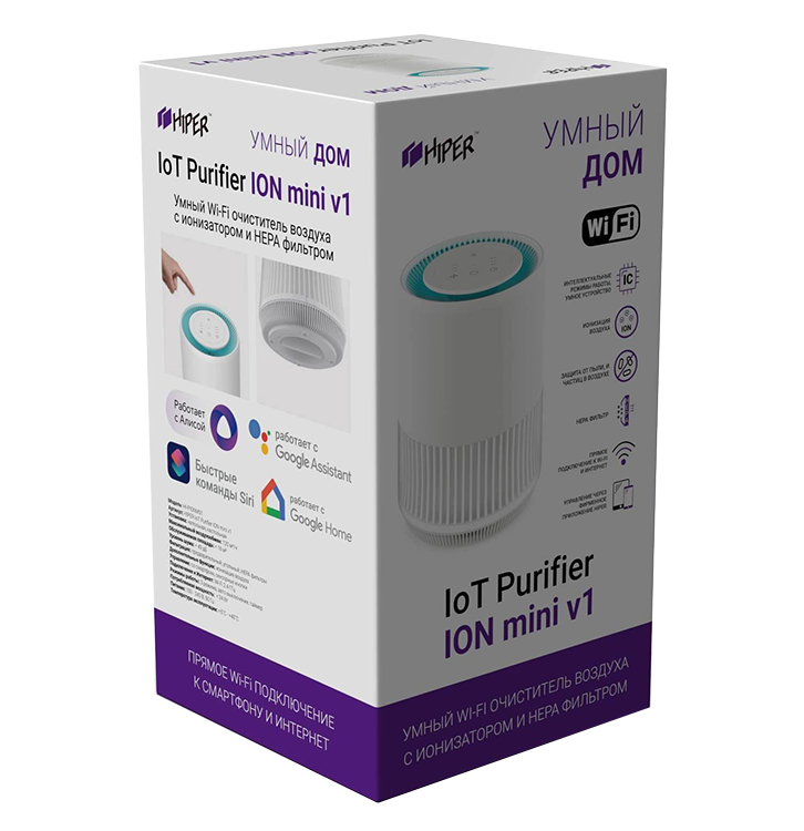 Очиститель воздуха HIPER Iot Purifier ION mini v1 RU HI-PIONM01 очиститель воздуха dyson ph3a purifier humidify cool autoreac версия cn чёрный