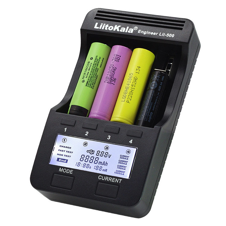 Зарядное устройство LiitoKala Lii-500 LCD Чёрный автомобильное зарядное устройство pero ac03 1usb fast charge pd 36w черное