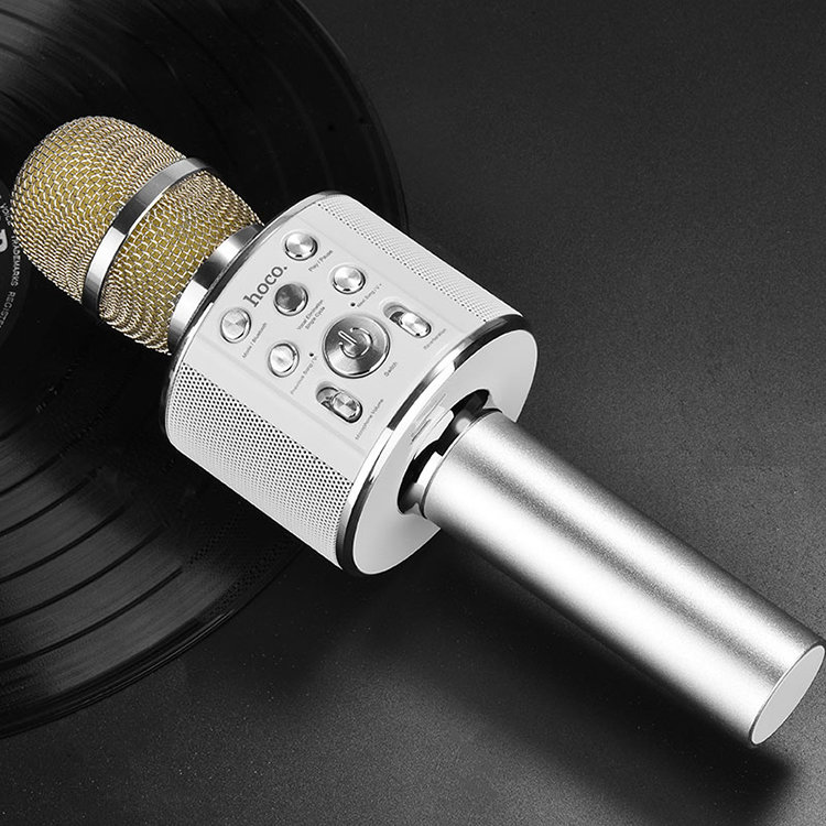 Караоке-микрофон HOCO BK3 Cool Sound Серебро