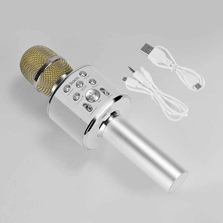 Караоке-микрофон HOCO BK3 Cool Sound Серебро - фото 5