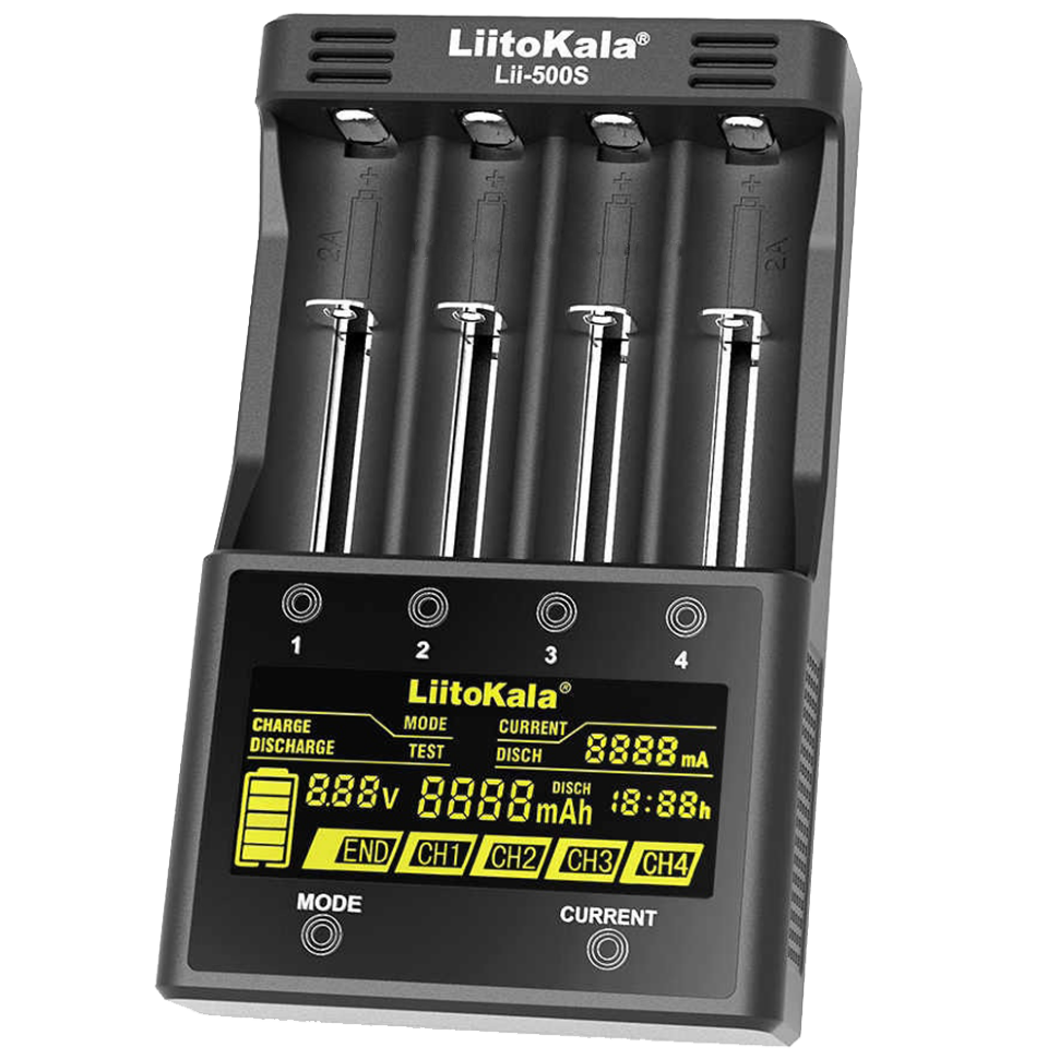 Зарядное устройство LiitoKala Lii-500S LCD + Car Чёрное Lii-500S+car автомобильное зарядное устройство buro tj 084 1a универсальное