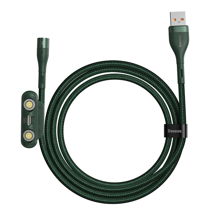 Кабель Baseus Zinc Magnetic USB - Micro USB+Lightning+Type-C 3А 1м Зеленый CA1T3-A06