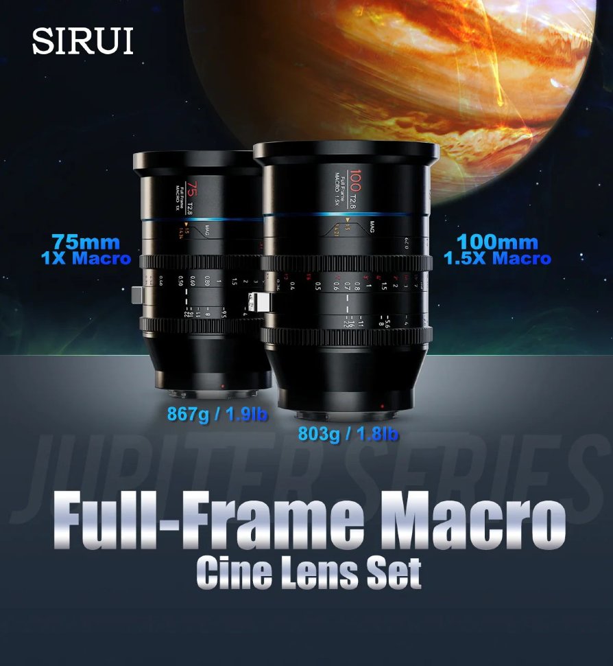 Объектив Sirui Jupiter 75mm T2.8 Full-frame Macro 1X EF-mount Jupiter EF75 объектив ulanzi 75mm macro для смартфона 1678