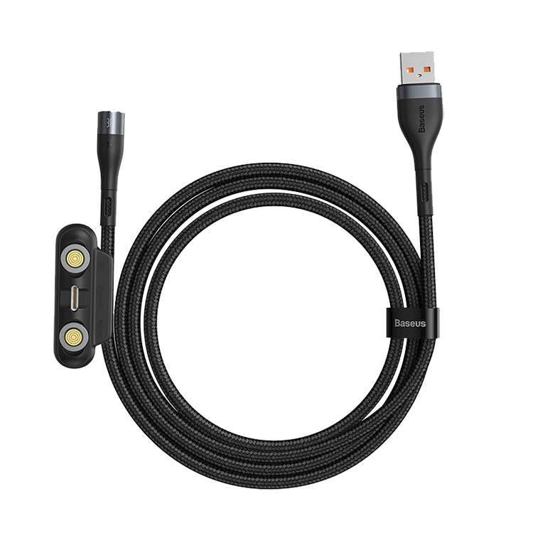 Кабель Baseus Zinc Magnetic USB - Micro USB+Lightning+Type-C 3А 1м Серый+Черный CA1T3-AG1