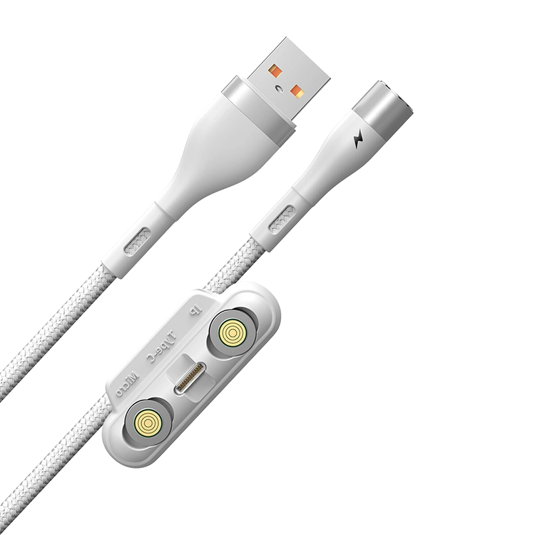 Кабель Baseus Zinc Magnetic USB - Micro USB+Lightning+Type-C 5А 1м Белый CA1T3-B02 - фото 2