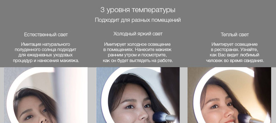 Зеркало для макияжа Xiaomi Amiro O-series Daylight Mirror - фото 5