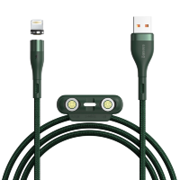 Кабель Baseus Zinc Magnetic USB - Micro USB+Lightning+Type-C 5А 1м Зеленый