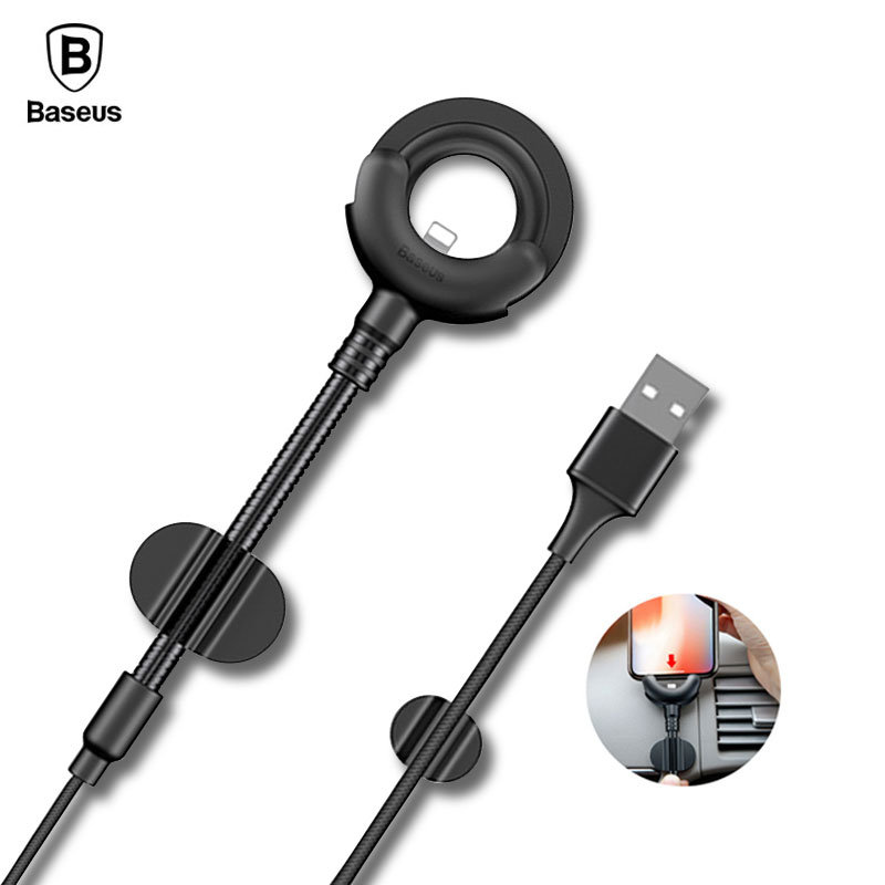 Кабель-держатель Baseus Car Mount USB Cable Lightning to USB Черный CALOX-01 - фото 4