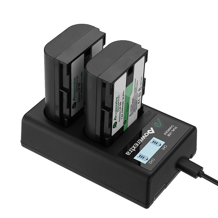 2 аккумулятора   зарядное устройство Powerextra LP-E6 (Уцененный кат.А) - фото 3