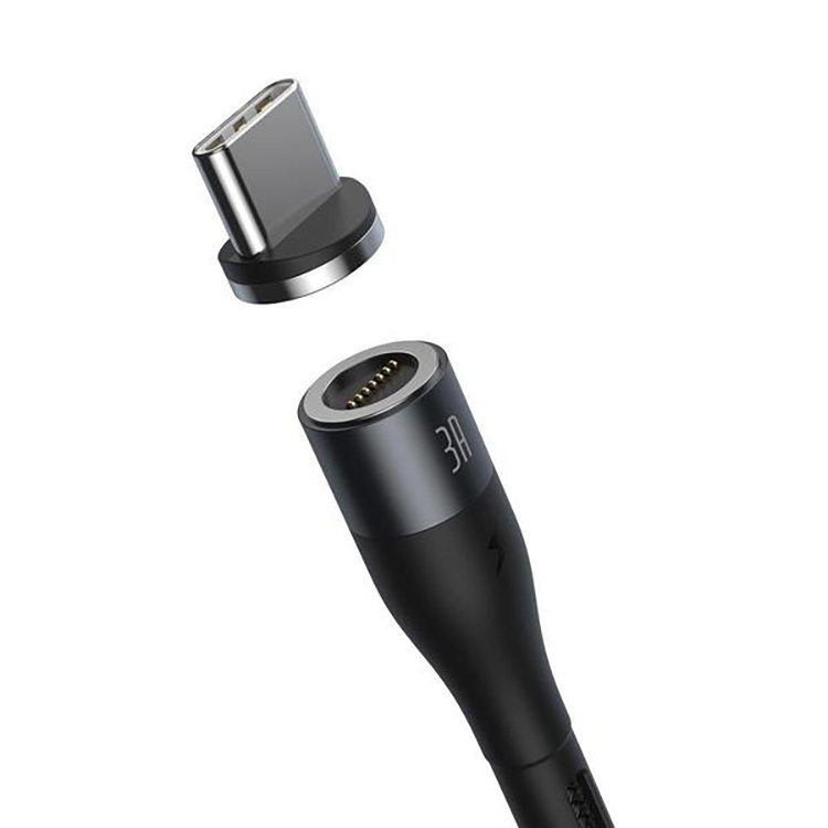 Кабель Baseus Zinc Magnetic USB - Type-C 3A 1м Серый+Черный CATXC-MG1 - фото 2