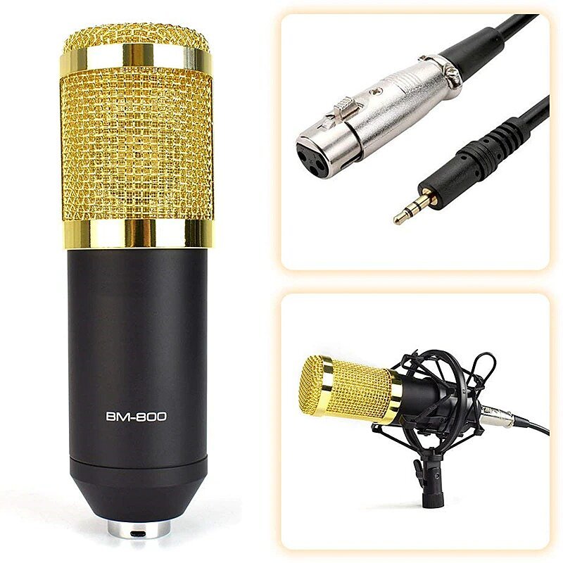 Микрофон YNMCE BM-800 Золото BM-800 Golden конденсаторный микрофон bm 800 подставка для звуковой карты usb для радиовещания и записи пения и серебристый