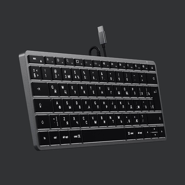 Клавиатура Satechi Slim W1 (RU) Серая ST-UCSW1M проводная клавиатура ritmix с подсветкой rkb 555bl