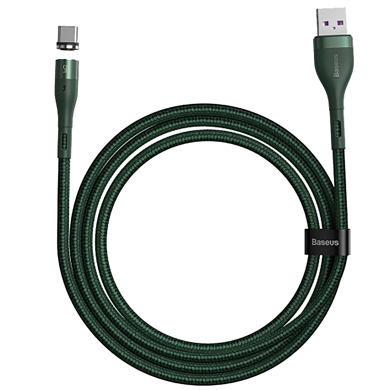 Кабель Baseus Zinc Magnetic USB - Type-C 5A 1м Зелёный 