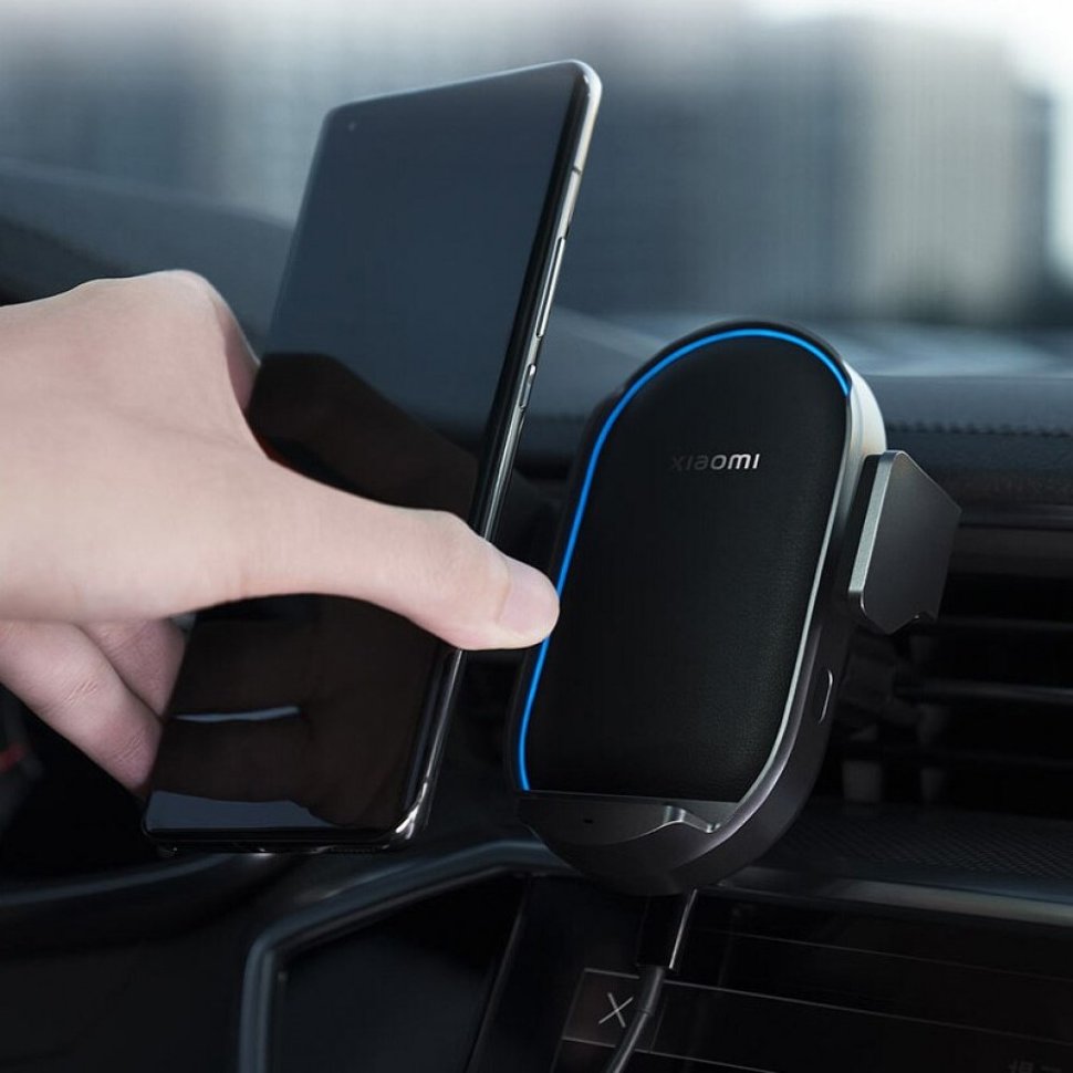 Автодержатель с беспроводной зарядкой Xiaomi Wireless Car Charger Pro 50W Чёрное WCJ05ZM автомобильный держатель wiiix htw 54v6 qi с беспроводной зарядкой на решетку вентиляции