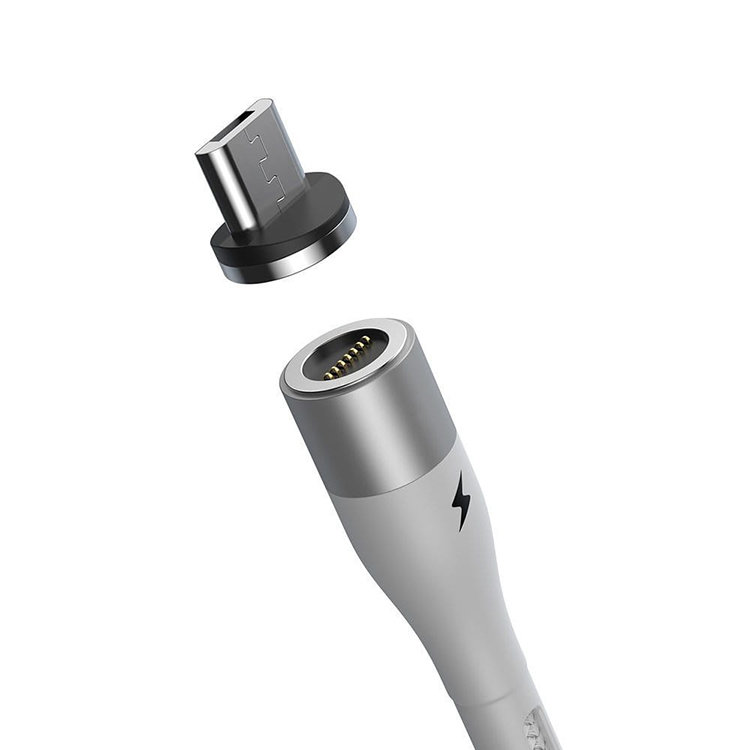Кабель Baseus Zinc Magnetic USB - Micro USB 2.1A 1м Белый CAMXC-K02 - фото 3