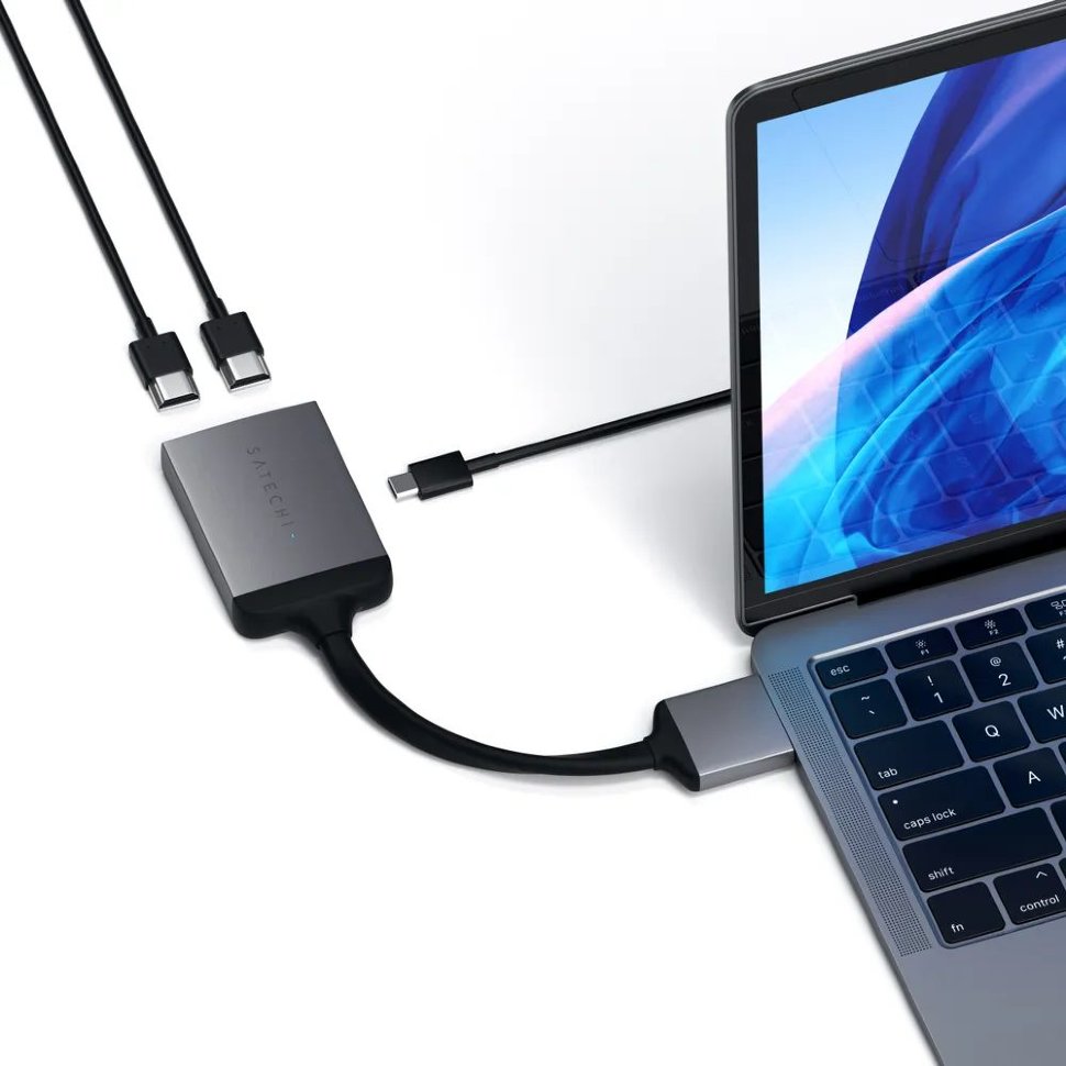 Адаптер Satechi Type-C Dual HDMI для MacBook Серый ST-TCDHAM адаптер питания kingma dmw blk22 type c tc blk22
