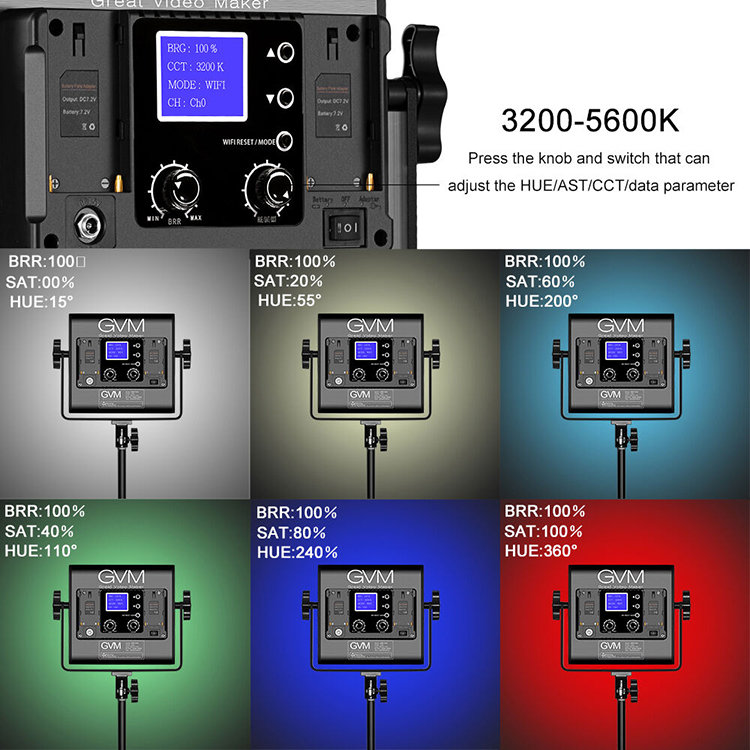 Комплект осветителей GVM 800D-RGB (2шт + софтбоксы) 800D-RGB-II-2L-Kit - фото 6