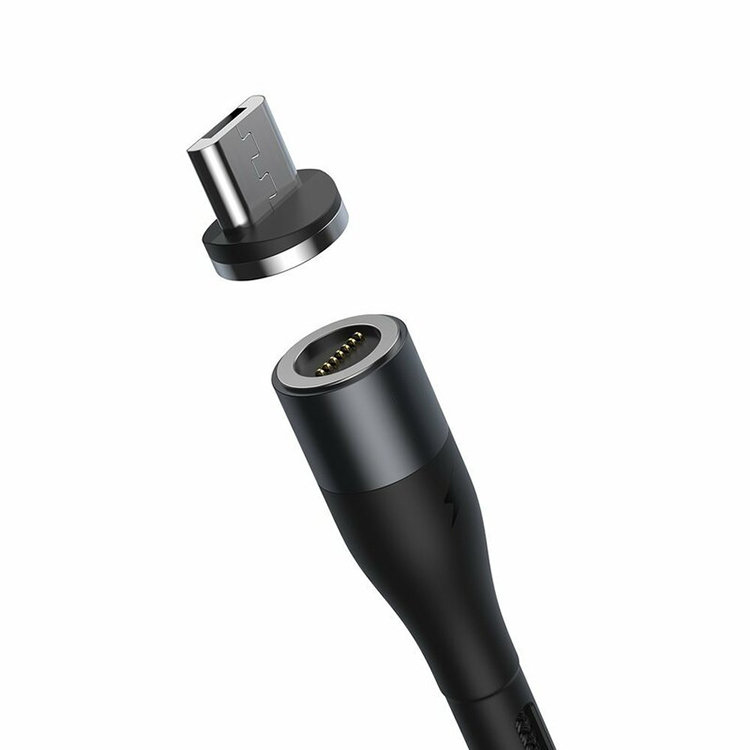 Кабель Baseus Zinc Magnetic USB - Micro USB 2.1A 1м Серый+Черный CAMXC-KG1 - фото 2