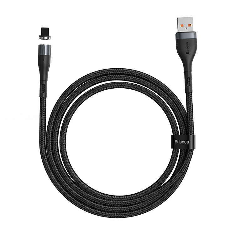 Кабель Baseus Zinc Magnetic USB - Lightning 2.4A 1м Серый+Черный CALXC-KG1 - фото 1