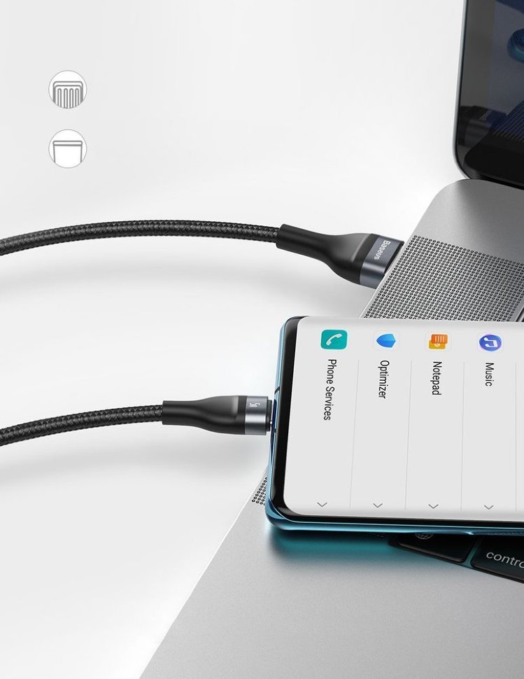 Кабель Baseus Flash One-for-three micro USB+Lightning+Type-C 5A 1.2м Черно-Серый CA1T3-G1 - фото 5