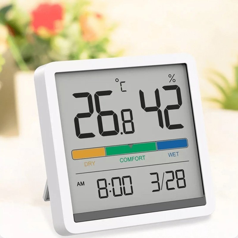 Метеостанция MIIIW NK5253 Mute Thermometer And Hygrometer Clock Белая