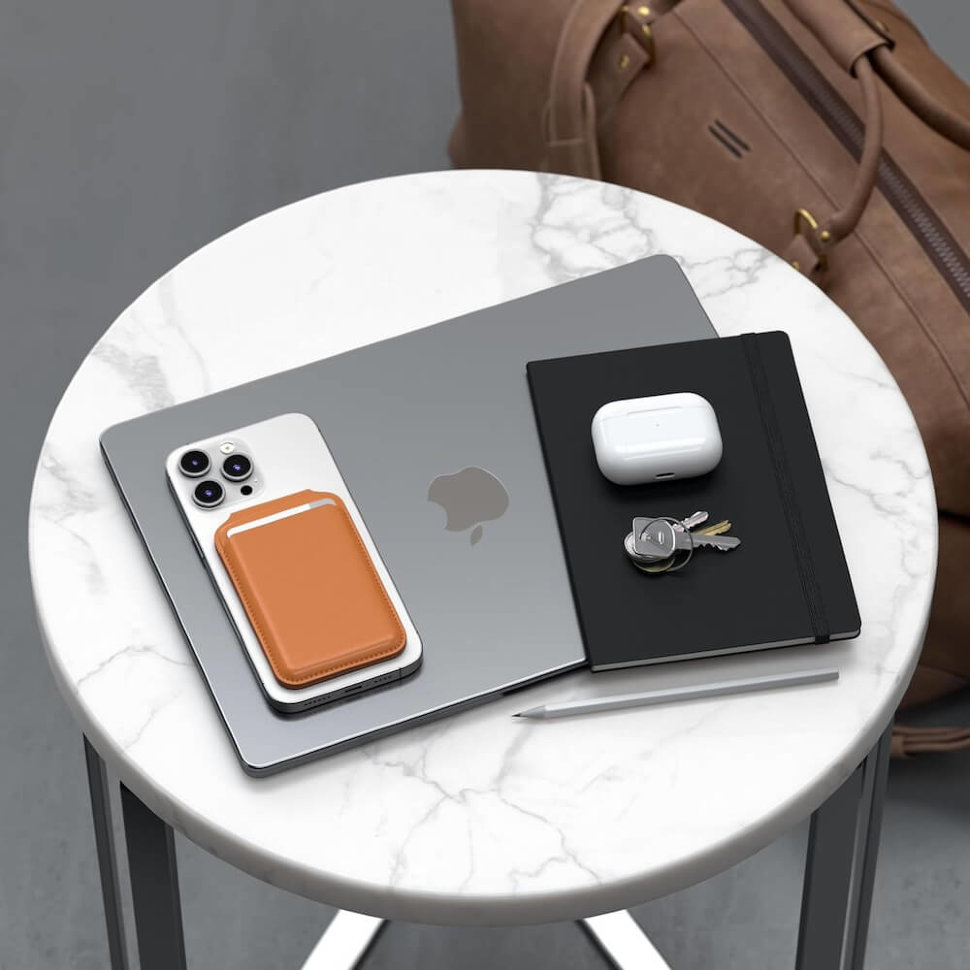 Подставка - картхолдер Satechi Magnetic Wallet Stand Оранжевая ST-VLWO картхолдер кожаный бумажник съемный магнитный кошелек magsafe wallet для iphone коричневый